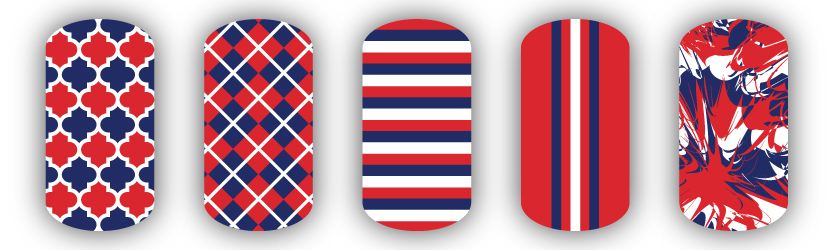 Red, White & Navy Blue Nail Art Designs