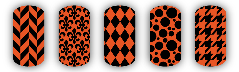 dark orange & black nail art designs