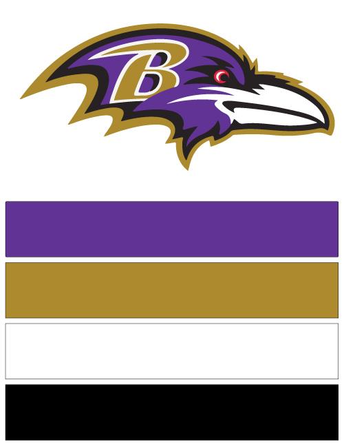 NFL Team Colors | Baltimore Ravens | Purple, Dark Gold, Black & White