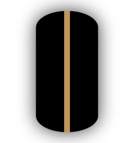 All Black nail wrap with a Caramel vertical stripe up the center.