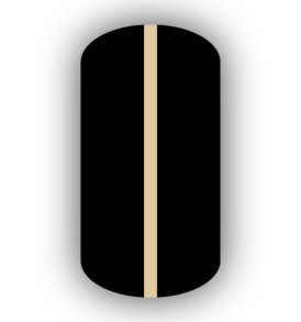 All Black nail wrap with a Cream vertical stripe up the center.