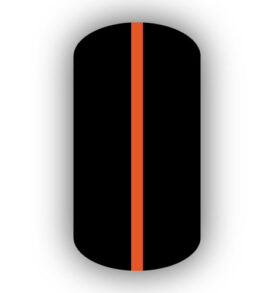 All Black nail wrap with a Dark Orange vertical stripe up the center.
