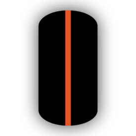 All Black nail wrap with a Dark Orange vertical stripe up the center.