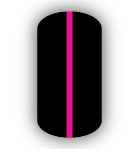 All Black nail wrap with a Hot Pink vertical stripe up the center.