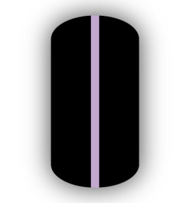 All Black nail wrap with a Lavender vertical stripe up the center.
