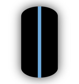 All Black nail wrap with a Light Blue vertical stripe up the center.