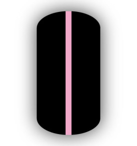 All Black nail wrap with a Pink vertical stripe up the center.