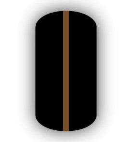 All Black nail wrap with a Mocha vertical stripe up the center.