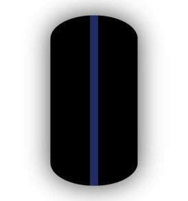 All Black nail wrap with a Navy Blue vertical stripe up the center.