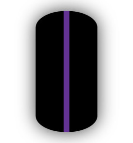 All Black nail wrap with a Purple vertical stripe up the center.