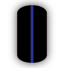 All Black nail wrap with a Royal Blue vertical stripe up the center.