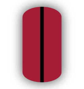 All Crimson Red nail wrap with a Black vertical stripe up the center.