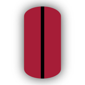 All Crimson Red nail wrap with a Black vertical stripe up the center.