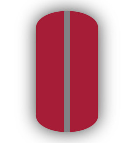 All Crimson Red nail wrap with a Dark Gray vertical stripe up the center.