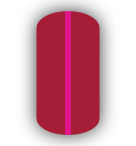 All Crimson Red nail wrap with a Hot Pink vertical stripe up the center.