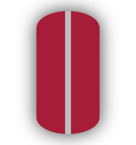All Crimson Red nail wrap with a Light Gray vertical stripe up the center.