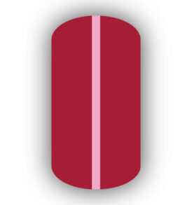 All Crimson Red nail wrap with a Pink vertical stripe up the center.