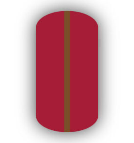 All Crimson Red nail wrap with a Mocha vertical stripe up the center.