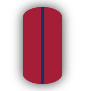 All Crimson Red nail wrap with a Navy Blue vertical stripe up the center.