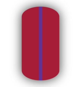All Crimson Red nail wrap with a Purple vertical stripe up the center.