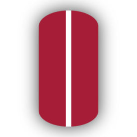 All Crimson Red nail wrap with a White vertical stripe up the center.
