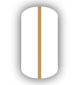 All White nail wrap with a Caramel Brown vertical stripe up the center.