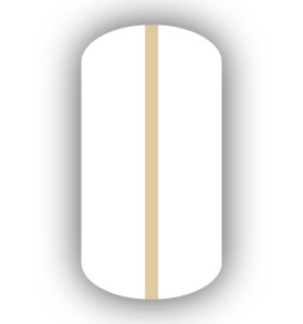All White nail wrap with a Cream colored vertical stripe up the center.