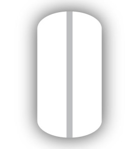 All White nail wrap with a Light Gray vertical stripe up the center.