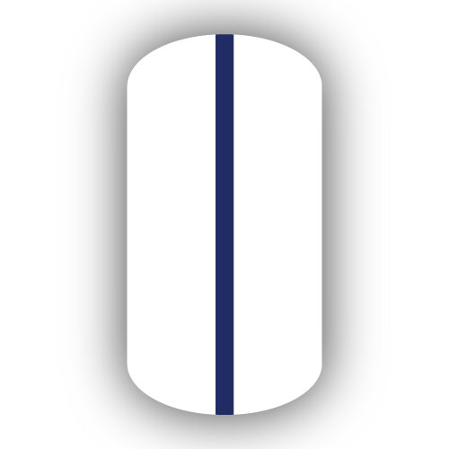 White with Navy Blue Vertical Stripe Nail Wraps