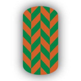 Kelly Green & Burnt Orange Nail Art Designs