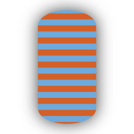 Burnt Orange & Light Blue Nail Art Designs