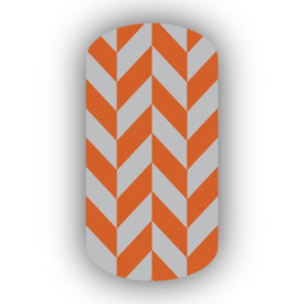 Silver & Burnt Orange Nail Art Designs