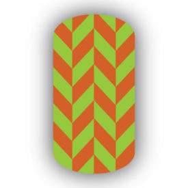 Lime Green & Burnt Orange Nail Art Designs