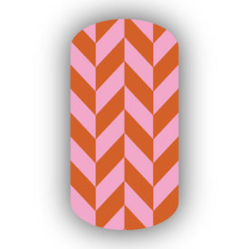 Pink & Burnt Orange Nail Art Designs