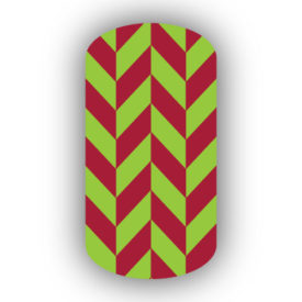 Lime Green & Crimson Nail Art Designs