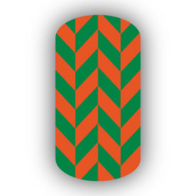 Kelly Green & Dark Orange Nail Art Designs