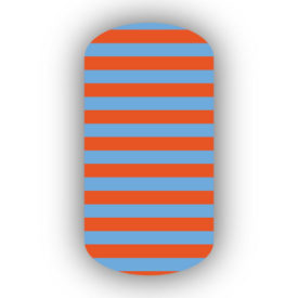 Dark Orange & Light Blue Nail Art Designs