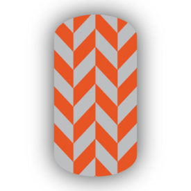 Silver & Dark Orange Nail Art Designs