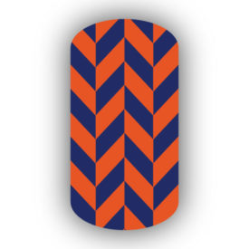 Navy Blue & Dark Orange Nail Art Designs