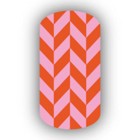 Pink & Dark Orange Nail Art Designs