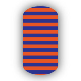 Dark Orange & Royal Blue Nail Art Designs