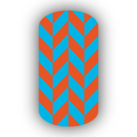 Teal & Dark Orange Nail Art Designs