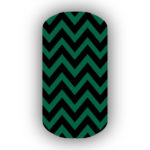 Black & Forest Green Chevron Nail Wrap