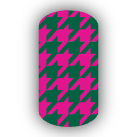 Hot Pink & Forest Green Nail Art Designs