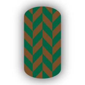 Mocha & Forest Green Nail Art Designs