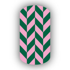 Pink & Forest Green Nail Art Designs