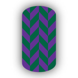 Purple & Forest Green Nail Art Designs
