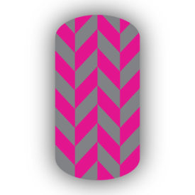 Dark Gray & Hot Pink Nail Art Designs