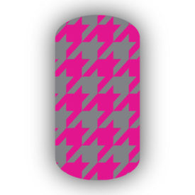 Hot Pink & Dark Gray Nail Art Designs