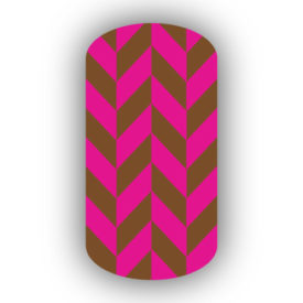 Mocha & Hot Pink Nail Art Designs